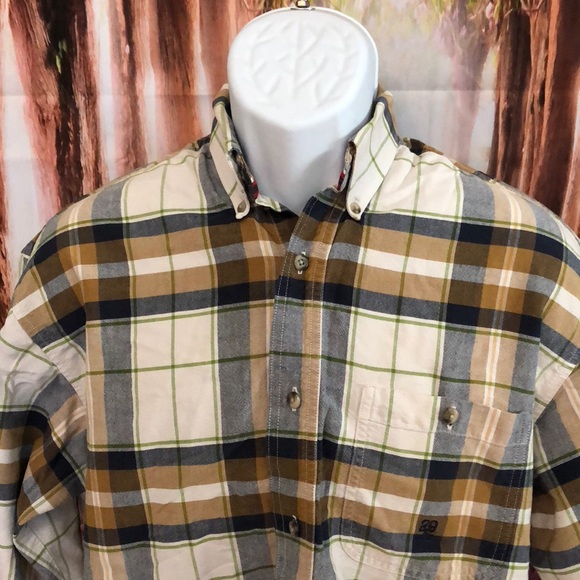 20x MENS flannel tan/neutral color button up SMALL - Picture 6 of 8